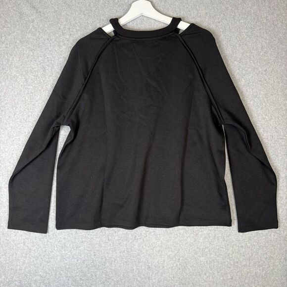 Chicos Zenergy Womens Size 2 US 12/14 Cut Out Knit Top Black Long Sleeve NWT - Picture 5 of 8